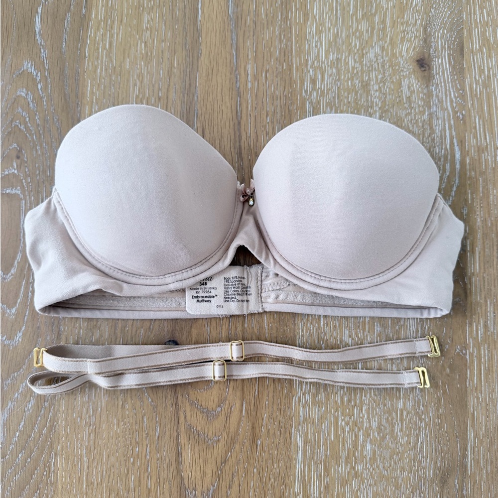 Strapless Convertible Underwire Bra - Beige size 34B